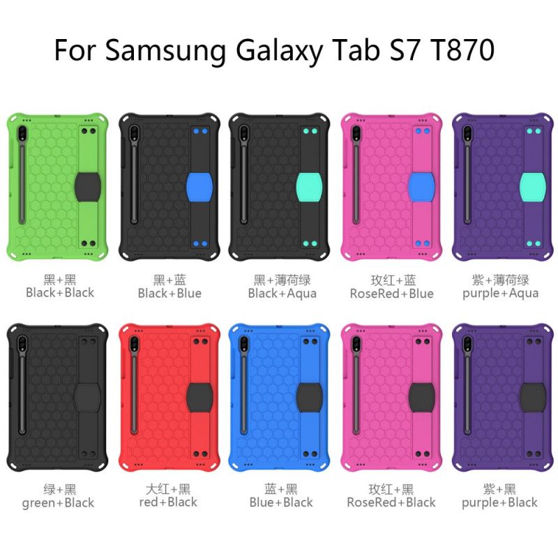 Kuori Samsung Galaxy Tab S7 Punainen Musta Eva Tukihihnalla Ja Olkahihnalla