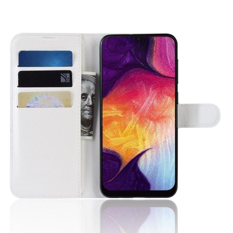 Kotelot Samsung Galaxy A50 Valkoinen Musta Retro Tekonahkaa