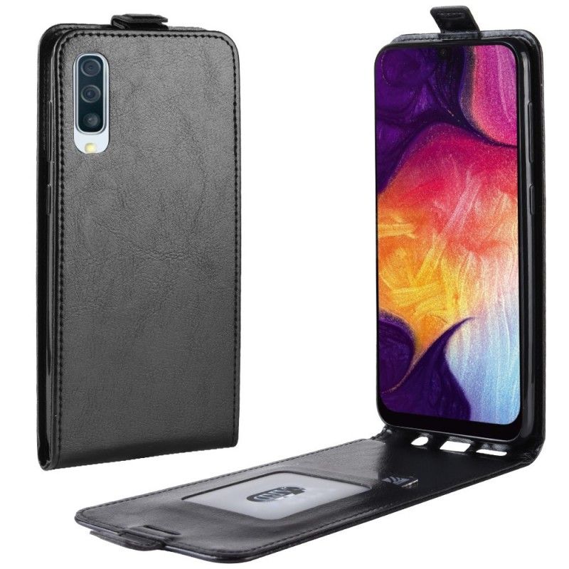 Kotelot Samsung Galaxy A50 Valkoinen Musta Taitettava Nahkaefekti