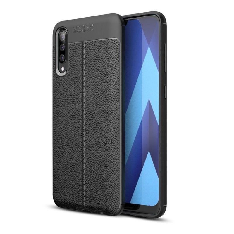 Kuori Samsung Galaxy A50 Punainen Musta Kaksilinjainen Litsi Nahkainen Vaikutus Suojakuori