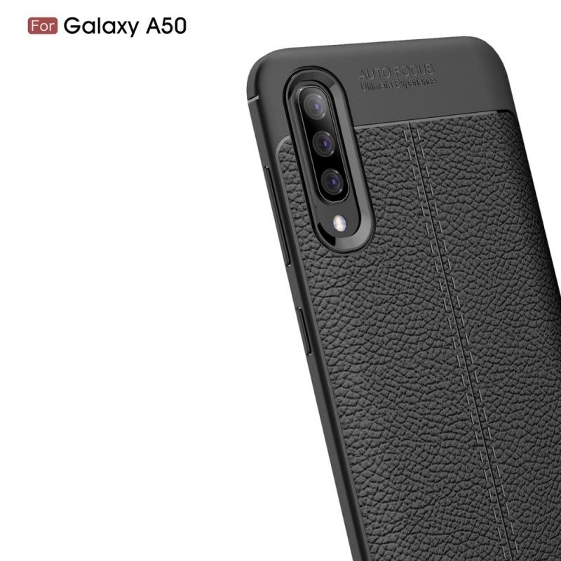 Kuori Samsung Galaxy A50 Punainen Musta Kaksilinjainen Litsi Nahkainen Vaikutus Suojakuori