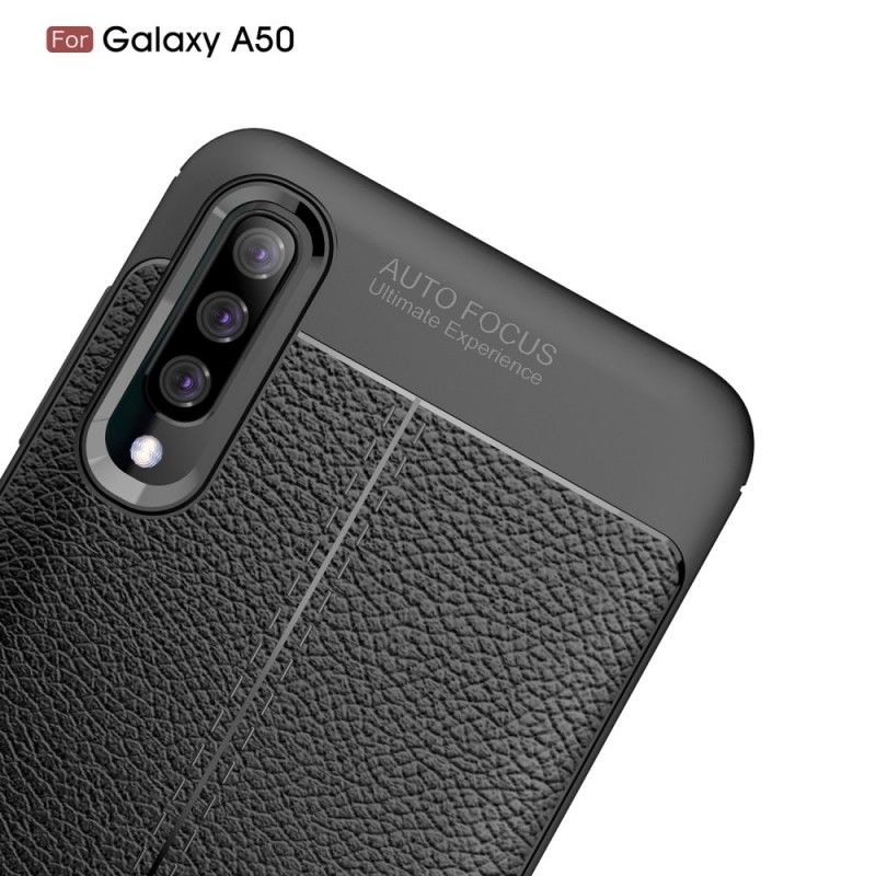 Kuori Samsung Galaxy A50 Punainen Musta Kaksilinjainen Litsi Nahkainen Vaikutus Suojakuori