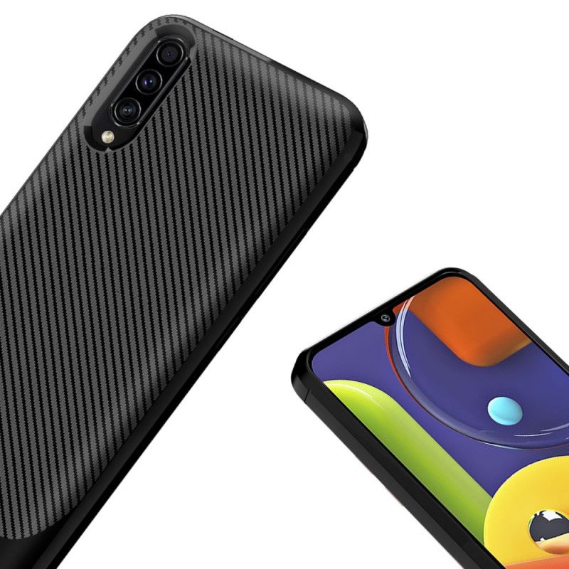 Kuori Samsung Galaxy A50 Punainen Musta Moderni Joustava Hiilikuitu Suojakuori