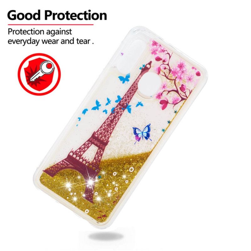 Case Kuoret Samsung Galaxy A20e Puhelinkuoret Kultainen Kimalteleva Eiffel-Torni