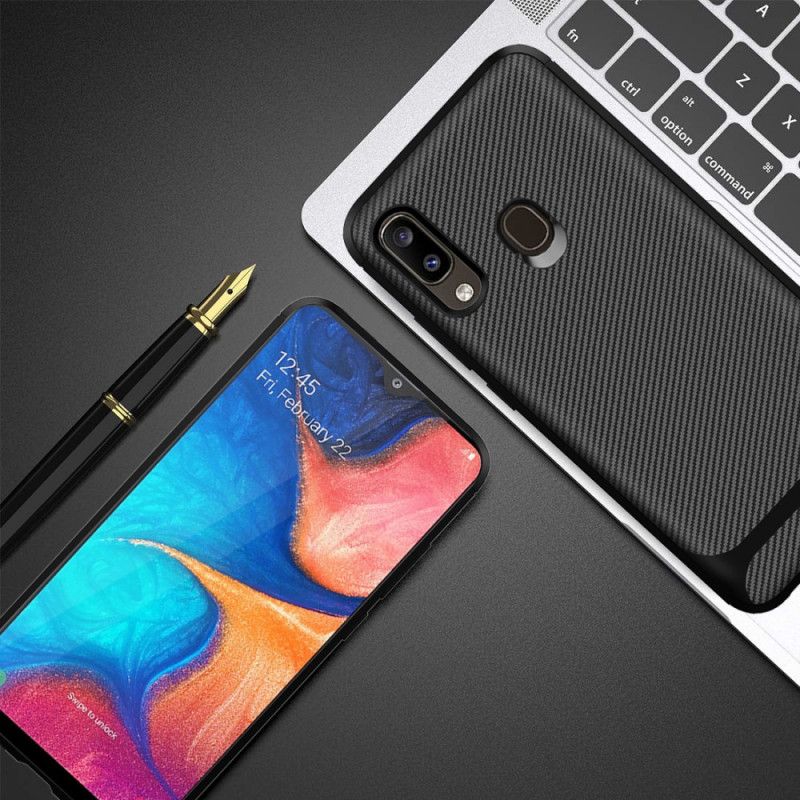 Case Kuoret Samsung Galaxy A20e Punainen Musta Puhelinkuoret Yksi Joustava Hiilikuitu