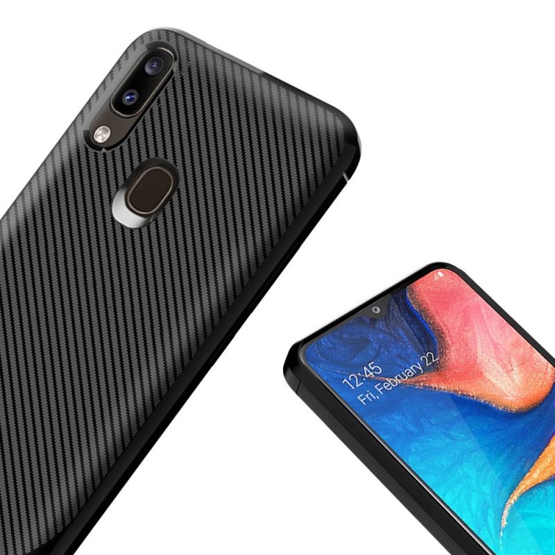 Case Kuoret Samsung Galaxy A20e Punainen Musta Puhelinkuoret Yksi Joustava Hiilikuitu