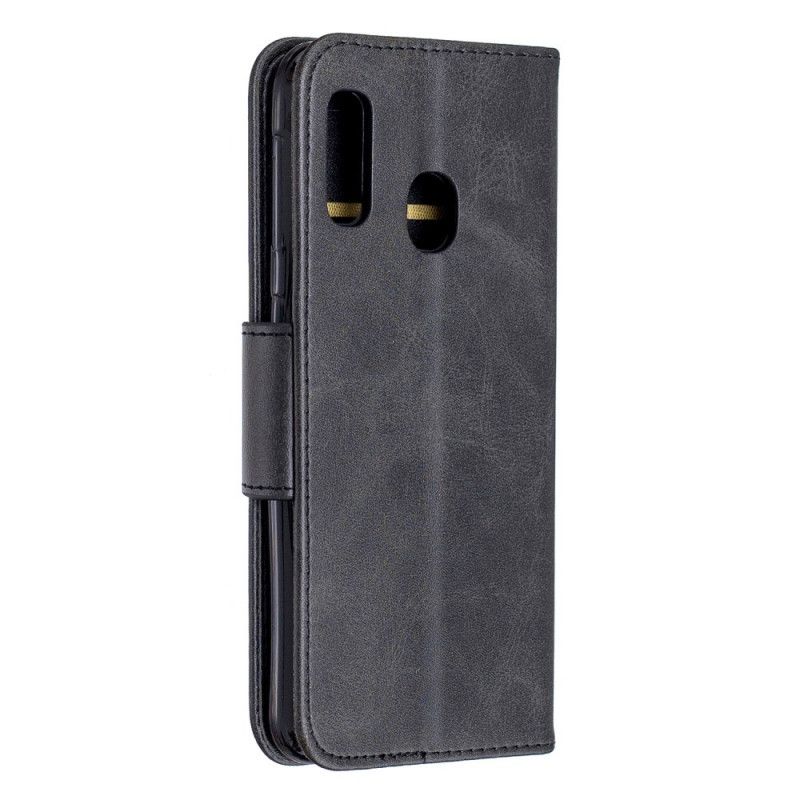 Flip Case Samsung Galaxy A20e Harmaa Musta Sileä Vino Läppä