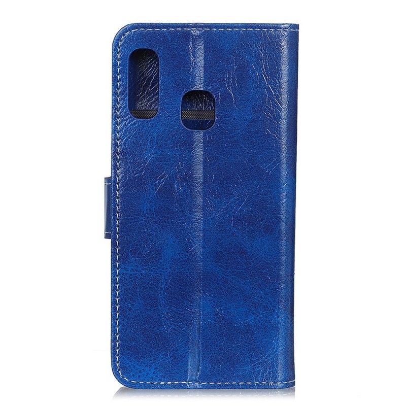 Flip Case Samsung Galaxy A20e Punainen Musta Kiiltävät Ja Näkyvät Saumat