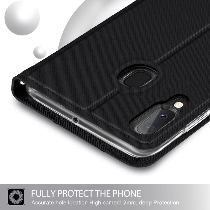 Flip Case Samsung Galaxy A20e Vaaleanpunainen Musta Pystysuora Kaksisävyinen Keinonahka