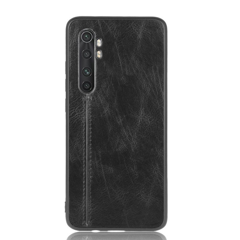 Case Kuoret Xiaomi Mi Note 10 Lite Keltainen Musta Puhelinkuoret Ommeltu Nahkaefekti