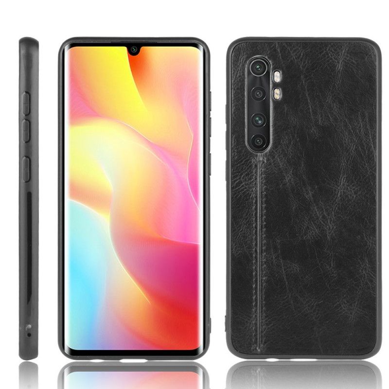 Case Kuoret Xiaomi Mi Note 10 Lite Keltainen Musta Puhelinkuoret Ommeltu Nahkaefekti