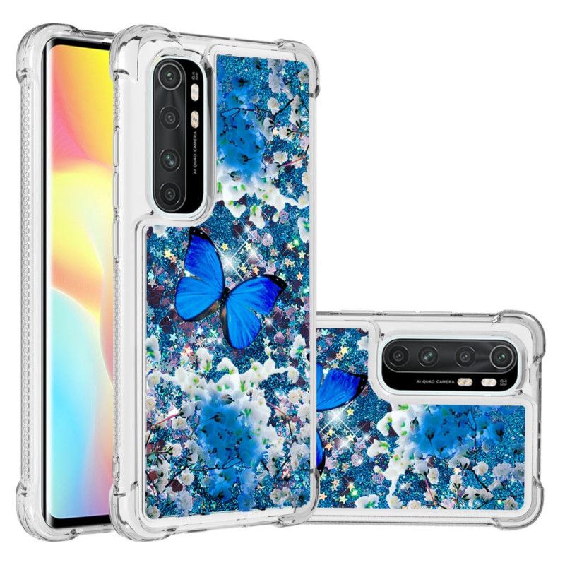 Case Kuoret Xiaomi Mi Note 10 Lite Puhelinkuoret Siniset Kimaltelevat Perhoset