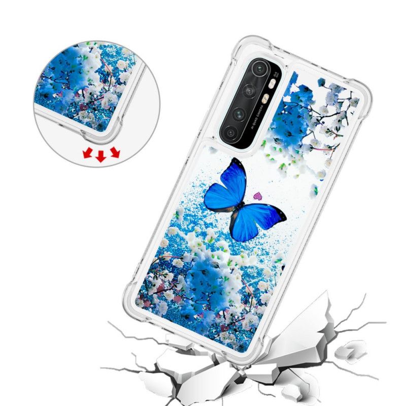 Case Kuoret Xiaomi Mi Note 10 Lite Puhelinkuoret Siniset Kimaltelevat Perhoset