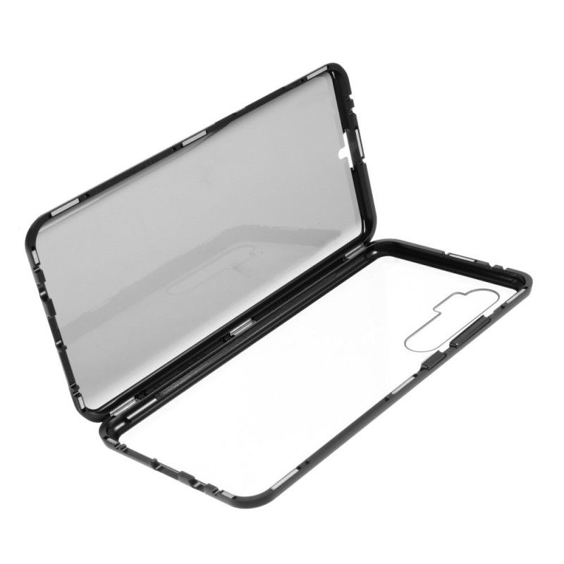 Case Kuoret Xiaomi Mi Note 10 Lite Punainen Musta Puhelinkuoret Metallireunat Ja Kaksinkertainen Karkaistu Lasi