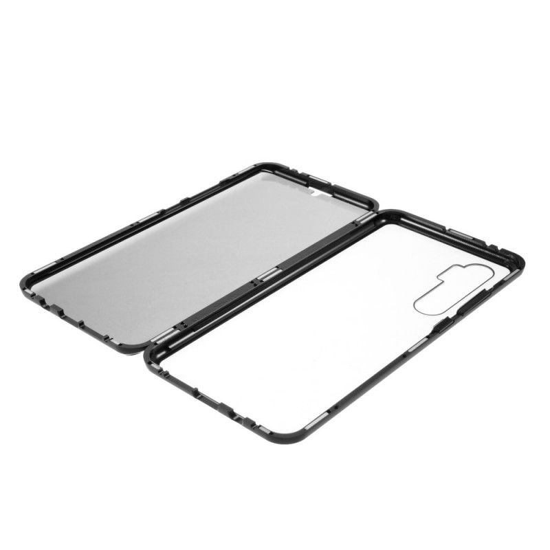 Case Kuoret Xiaomi Mi Note 10 Lite Punainen Musta Puhelinkuoret Metallireunat Ja Kaksinkertainen Karkaistu Lasi