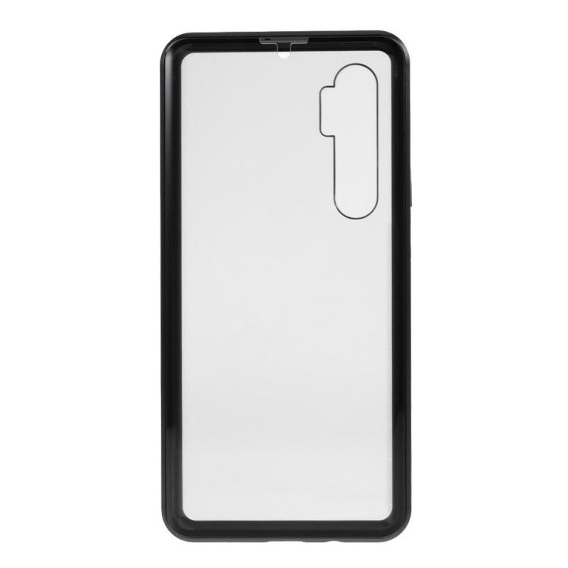 Case Kuoret Xiaomi Mi Note 10 Lite Punainen Musta Puhelinkuoret Metallireunat Ja Kaksinkertainen Karkaistu Lasi