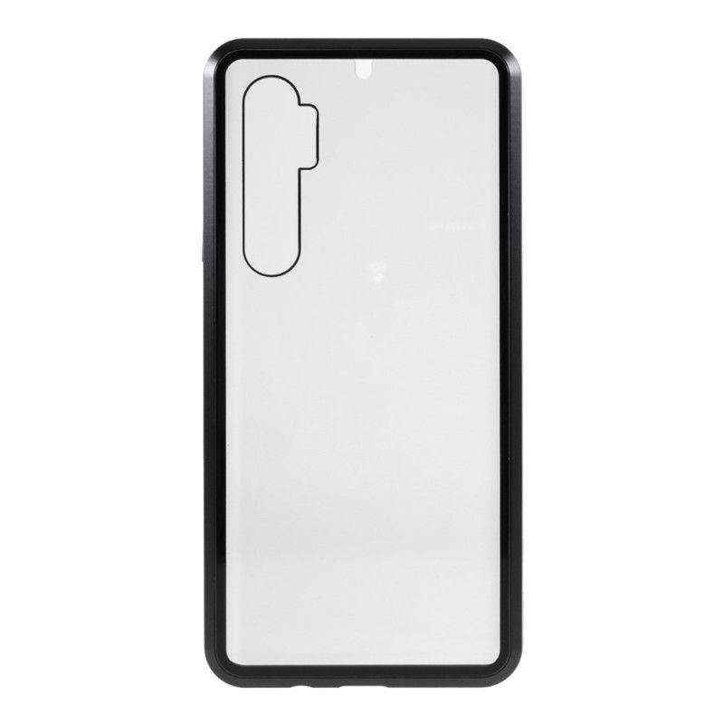 Case Kuoret Xiaomi Mi Note 10 Lite Punainen Musta Puhelinkuoret Metallireunat Ja Kaksinkertainen Karkaistu Lasi