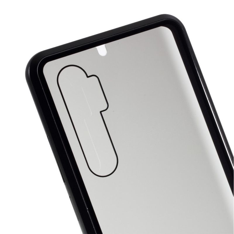 Case Kuoret Xiaomi Mi Note 10 Lite Punainen Musta Puhelinkuoret Metallireunat Ja Kaksinkertainen Karkaistu Lasi