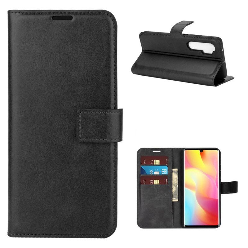 Flip Case Xiaomi Mi Note 10 Lite Harmaa Musta Erittäin Ohut Nahkaefekti