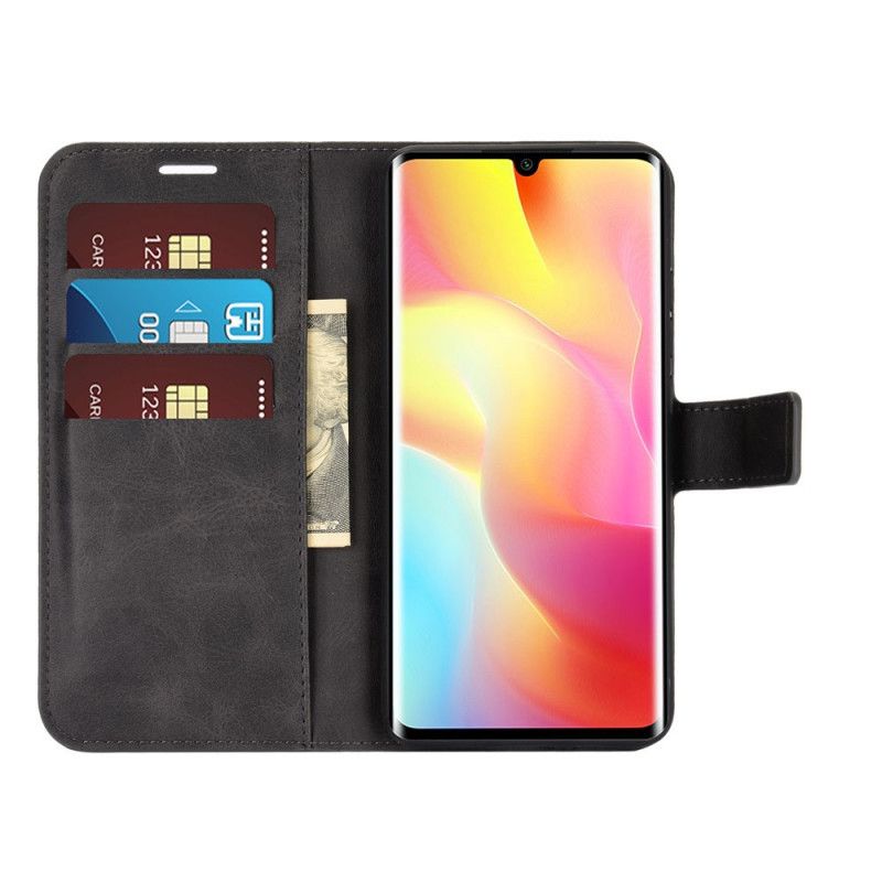 Flip Case Xiaomi Mi Note 10 Lite Harmaa Musta Erittäin Ohut Nahkaefekti