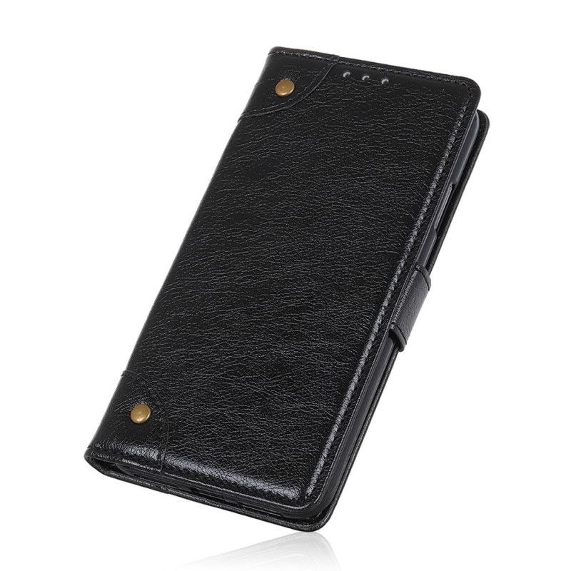 Flip Case Xiaomi Mi Note 10 Lite Punainen Musta Antiikki Nappa-Nahka