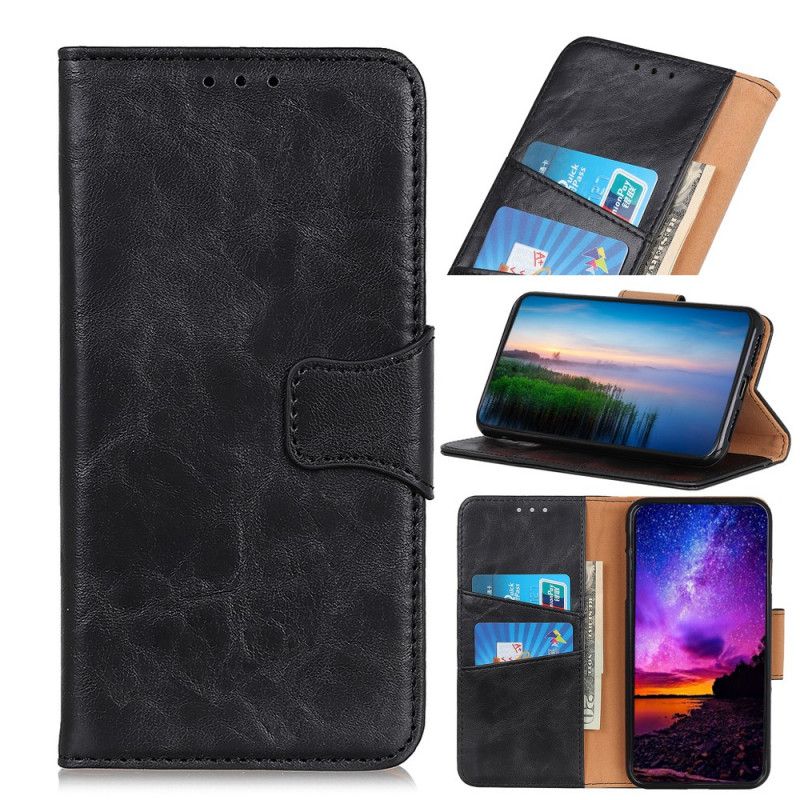 Flip Case Xiaomi Mi Note 10 Lite Punainen Musta Jaettu Nahkainen Käännettävä Lukko