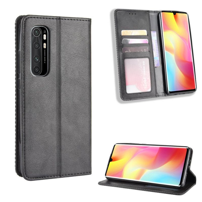 Flip Kotelot Xiaomi Mi Note 10 Lite Punainen Musta Puhelinkuoret Tyylitelty Vintage-Nahkaefekti