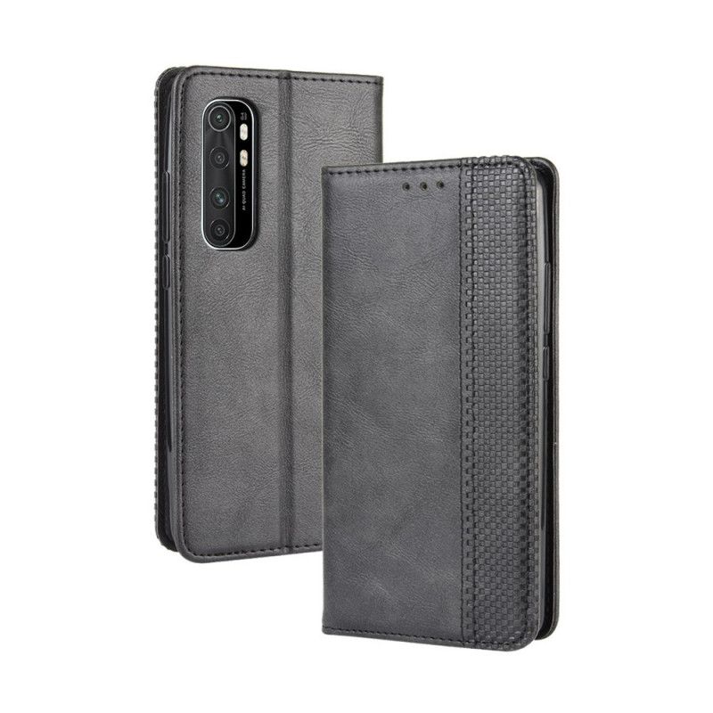 Flip Kotelot Xiaomi Mi Note 10 Lite Punainen Musta Puhelinkuoret Tyylitelty Vintage-Nahkaefekti