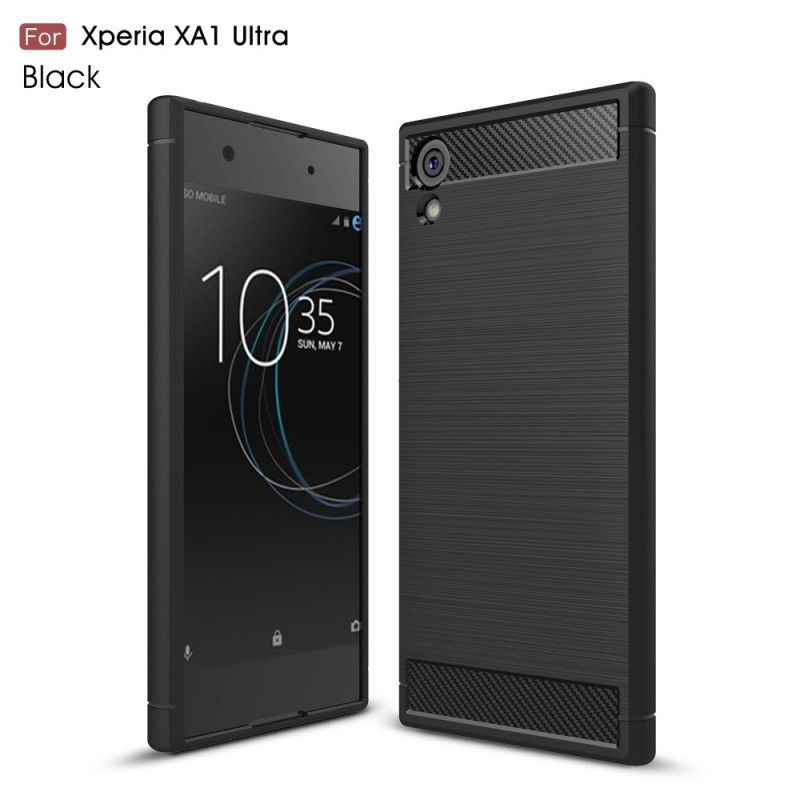 Kuori Sony Xperia XA1 Ultra Punainen Musta Harjattu Hiilikuitu