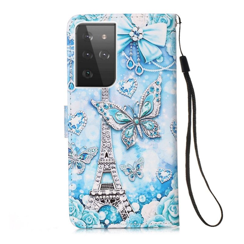 Flip Case Samsung Galaxy S21 Ultra 5G Eiffel-Tornin Perhohihna