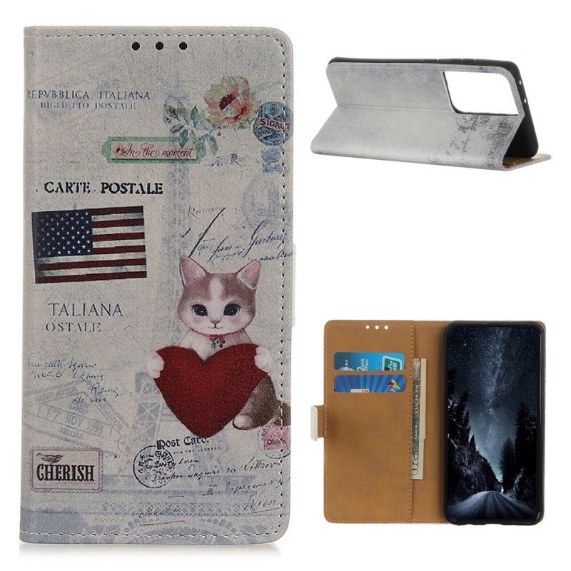 Flip Case Samsung Galaxy S21 Ultra 5G Matkustava Kissa