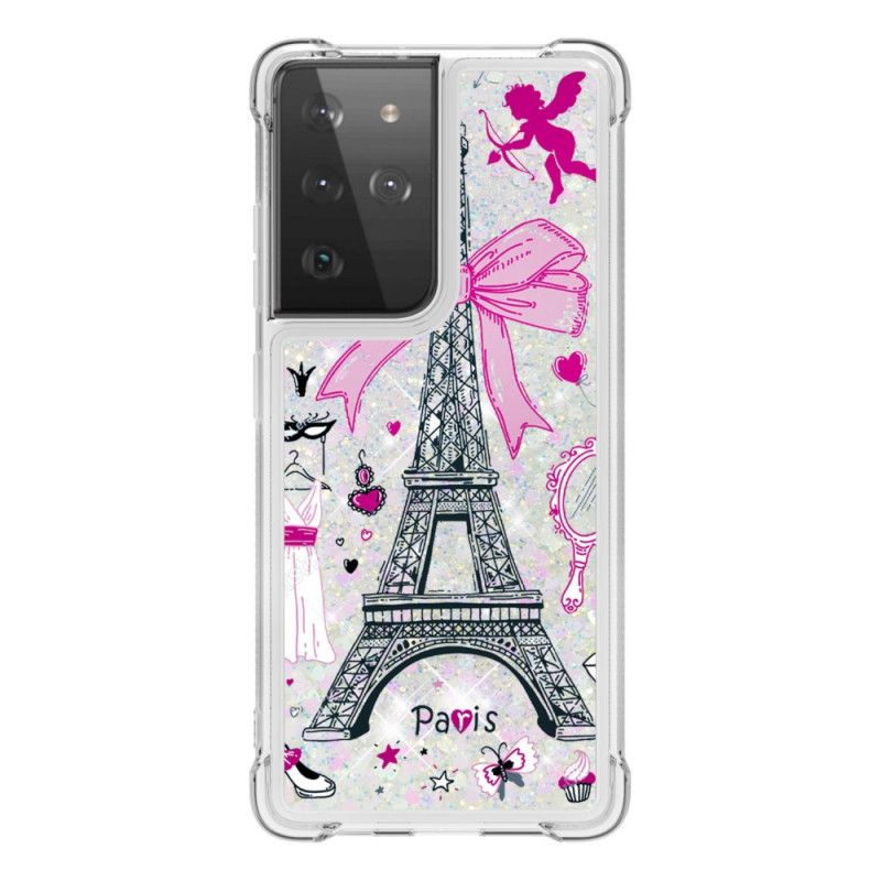 Kuori Samsung Galaxy S21 Ultra 5G Puhelinkuoret Eiffel-Tornin Kimallus