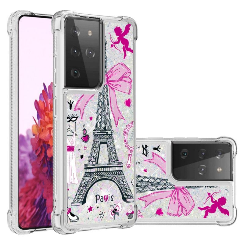 Kuori Samsung Galaxy S21 Ultra 5G Puhelinkuoret Eiffel-Tornin Kimallus