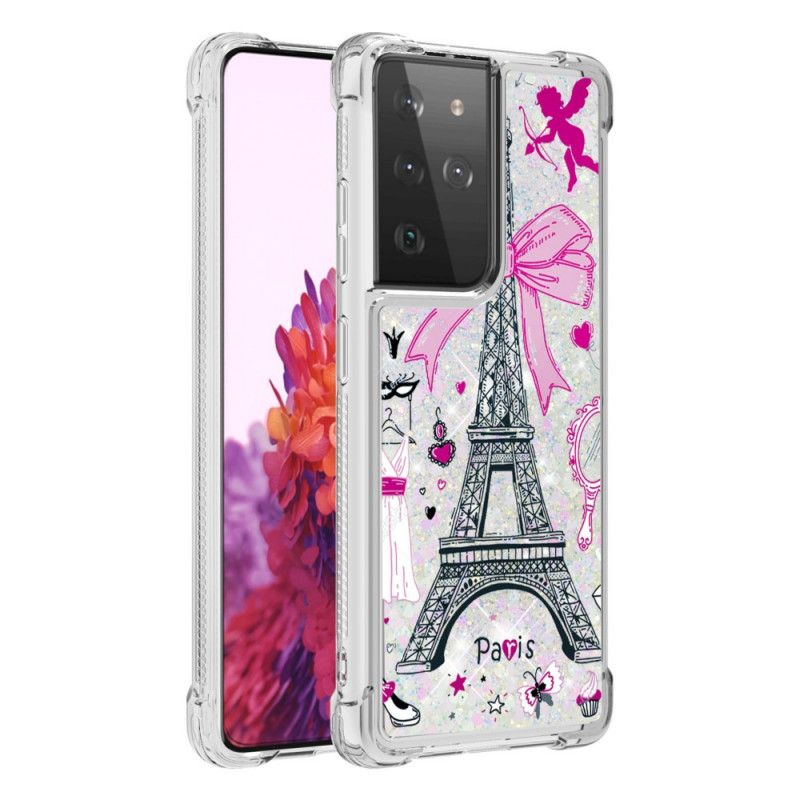 Kuori Samsung Galaxy S21 Ultra 5G Puhelinkuoret Eiffel-Tornin Kimallus