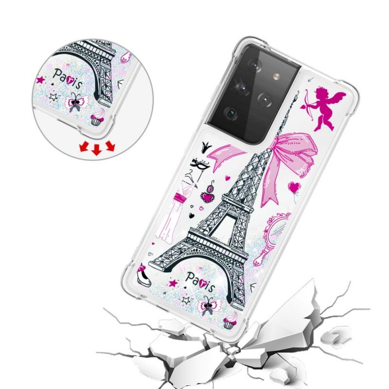 Kuori Samsung Galaxy S21 Ultra 5G Puhelinkuoret Eiffel-Tornin Kimallus