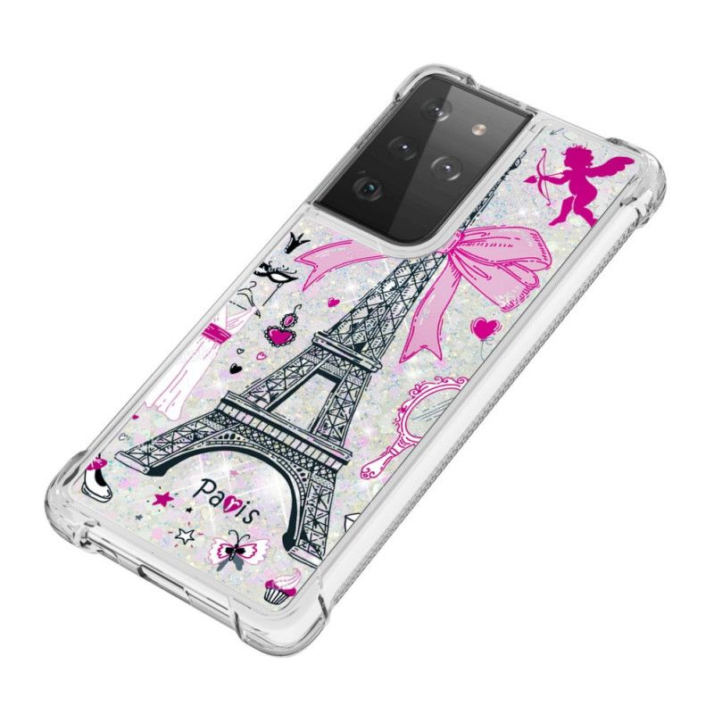 Kuori Samsung Galaxy S21 Ultra 5G Puhelinkuoret Eiffel-Tornin Kimallus