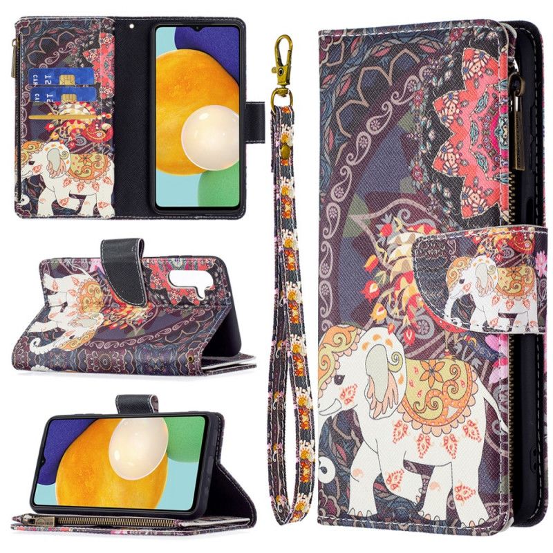 Flip Kotelot Samsung Galaxy A13 5g Elephant-vetoketjullinen Tasku