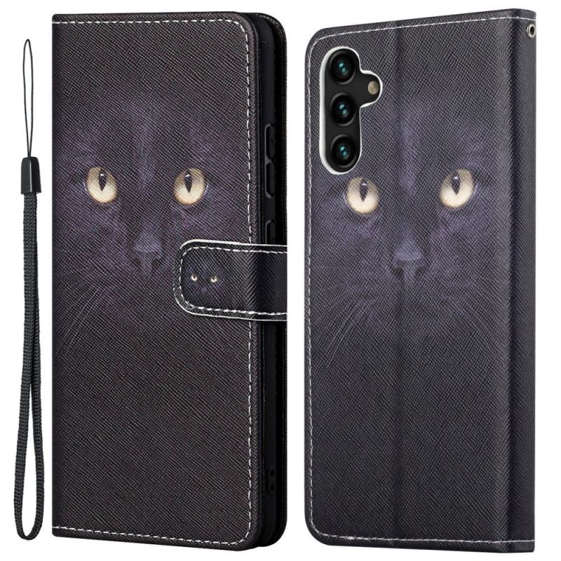 Flip Kotelot Samsung Galaxy A13 5g Mustat Strappy Cat Eyes