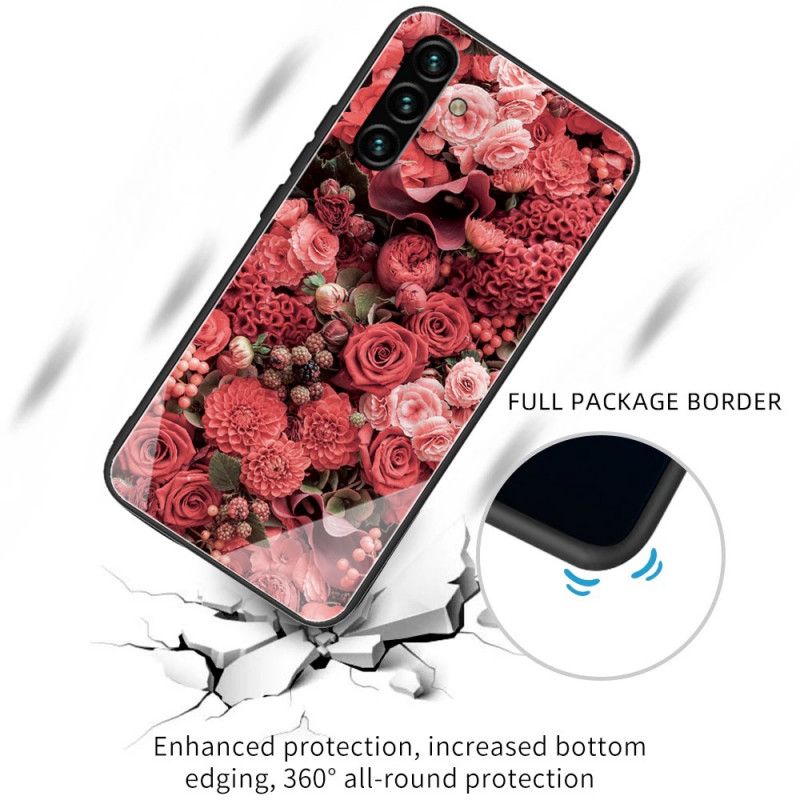 Kuori Samsung Galaxy A13 5g Tempered Glass Pink Flowers Suojakuori