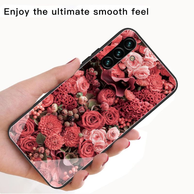 Kuori Samsung Galaxy A13 5g Tempered Glass Pink Flowers Suojakuori