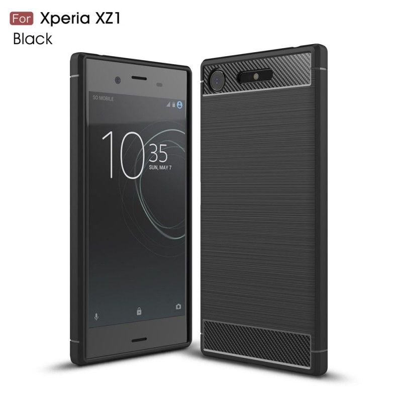 Kuori Sony Xperia XZ1 Punainen Musta Harjattu Hiilikuitu