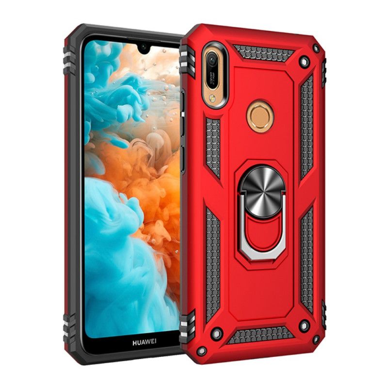 Case Kuoret Huawei Y6 2019 Punainen Musta Puhelinkuoret Premium-Rengas