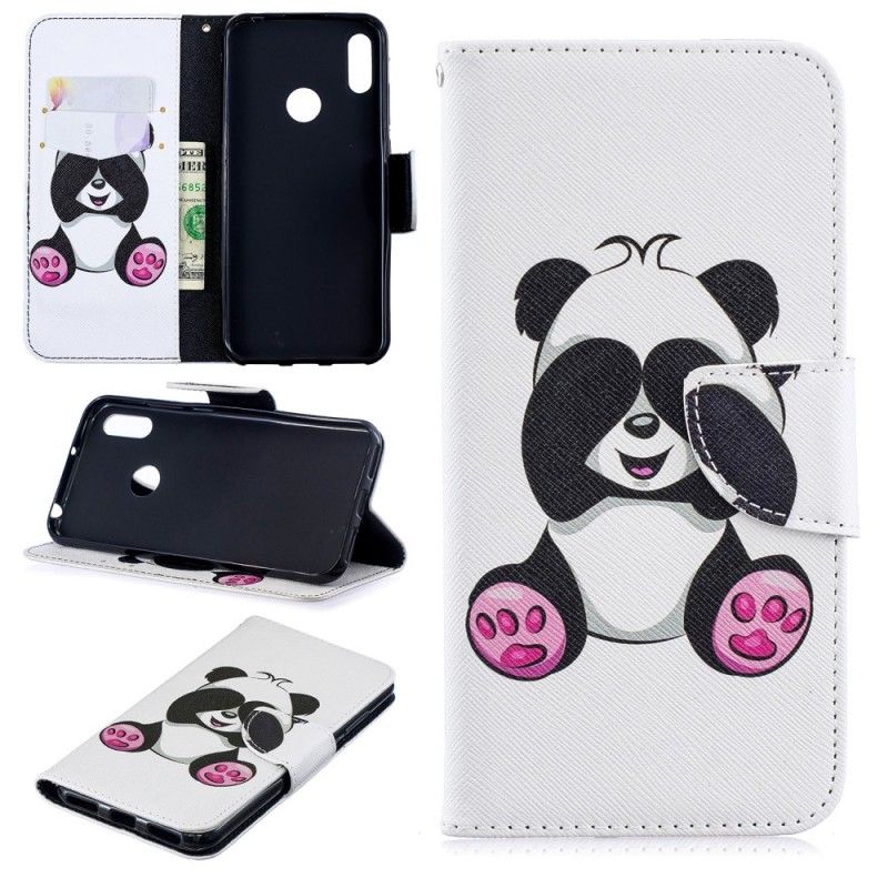 Nahkakotelo Huawei Y6 2019 Puhelinkuoret Hauska Panda