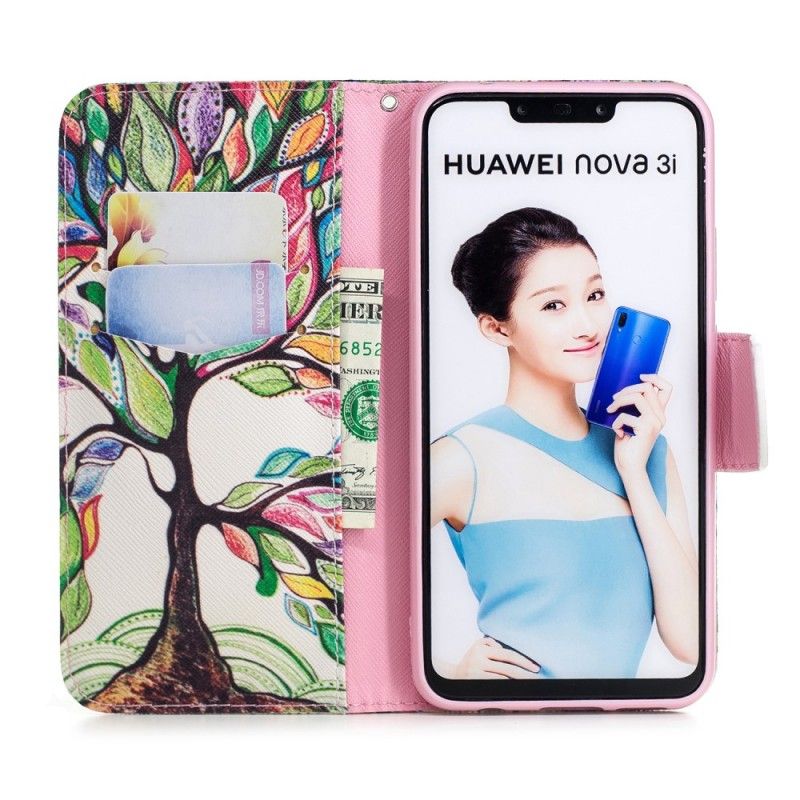 Flip Case Huawei P Smart Plus Värillinen Puu