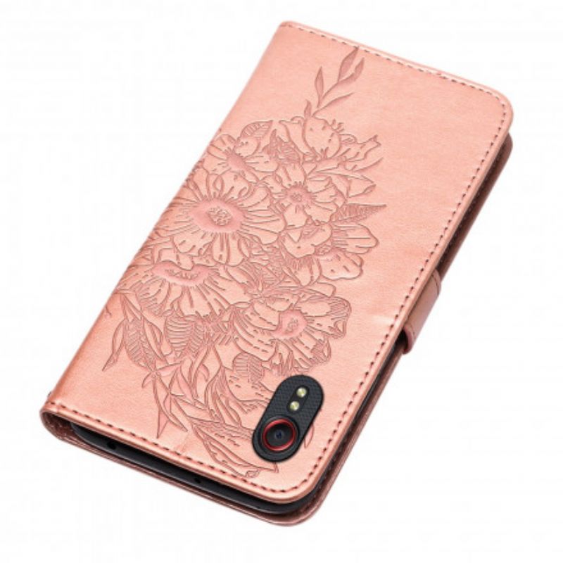 Flip Kotelot Samsung Galaxy Xcover 5 Butterfly Design Kaulanauhalla