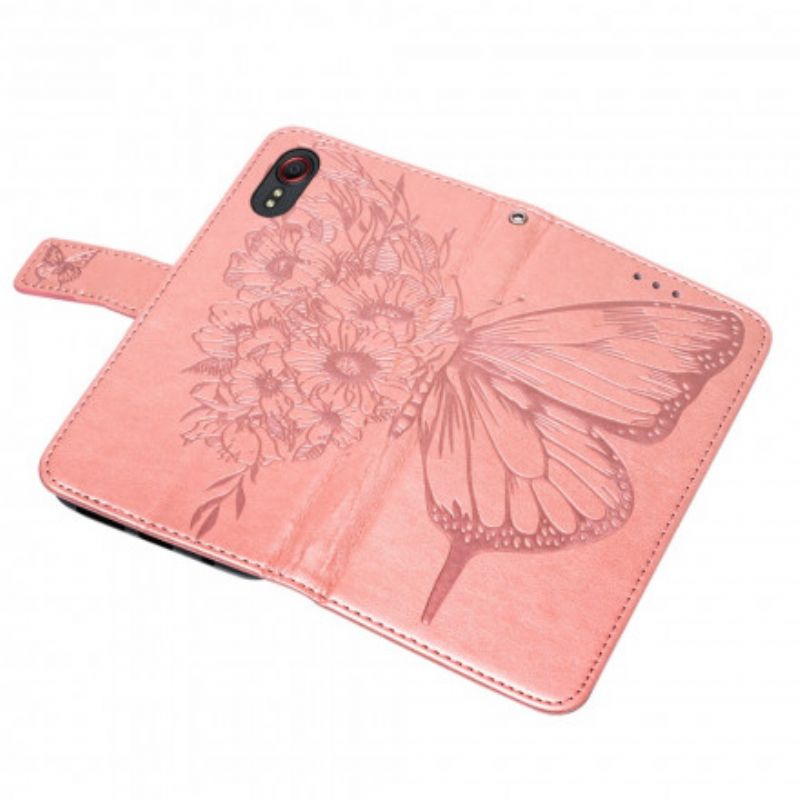 Flip Kotelot Samsung Galaxy Xcover 5 Butterfly Design Kaulanauhalla