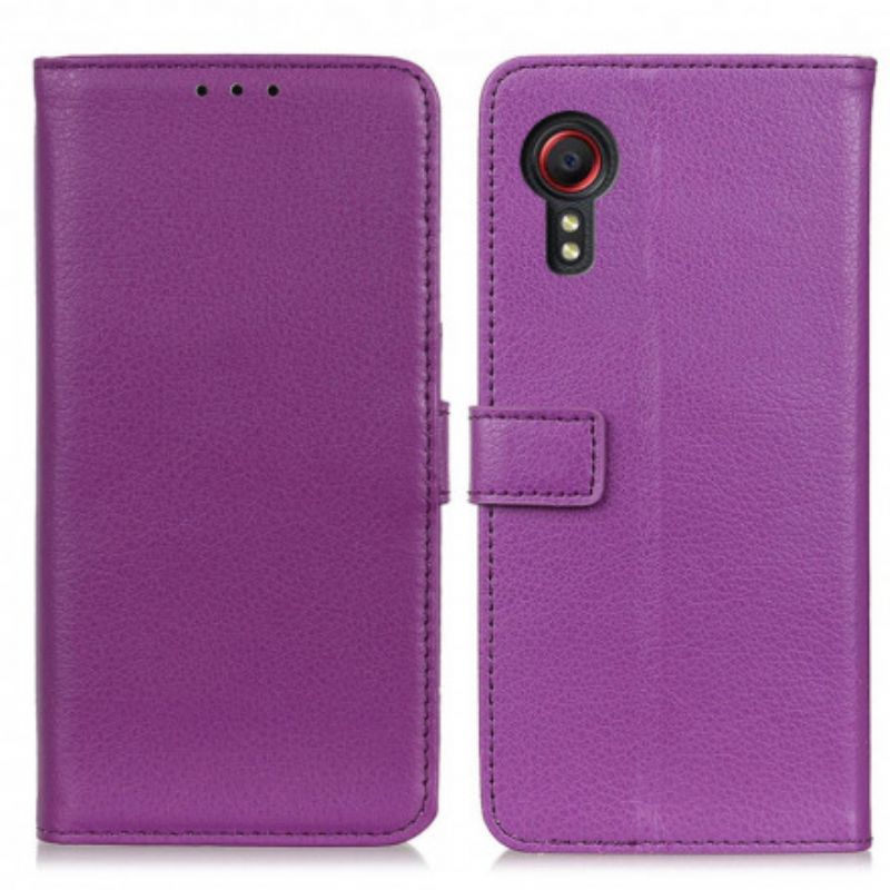 Flip Kotelot Samsung Galaxy Xcover 5 Classic Litchi Faux Leather Suojakuori