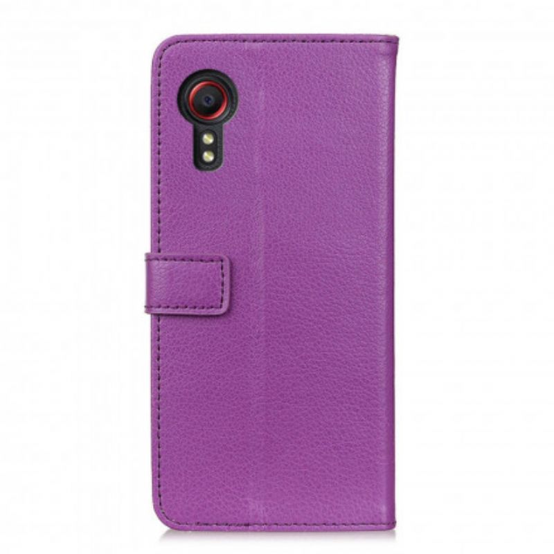 Flip Kotelot Samsung Galaxy Xcover 5 Classic Litchi Faux Leather Suojakuori