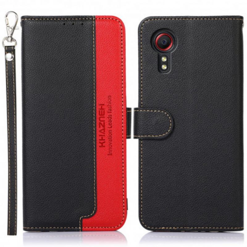 Flip Kotelot Samsung Galaxy Xcover 5 Litchi Leather Rfid Tekniikka Suojakuori