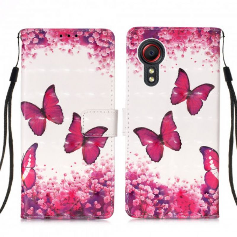 Flip Kotelot Samsung Galaxy Xcover 5 Red Butterflies